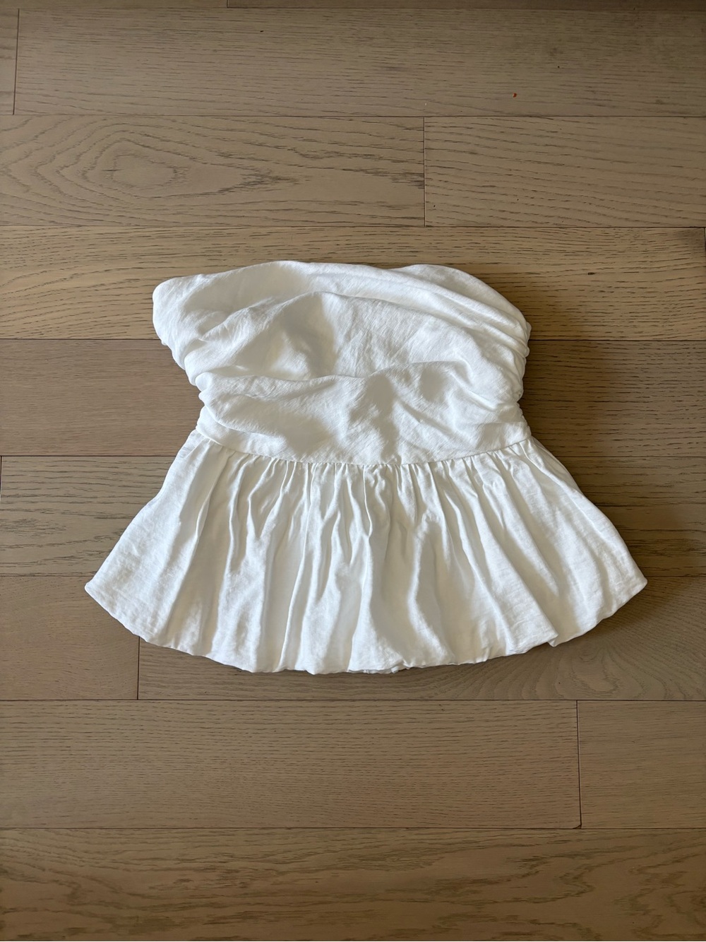Showpo White Strapless Peplum Top